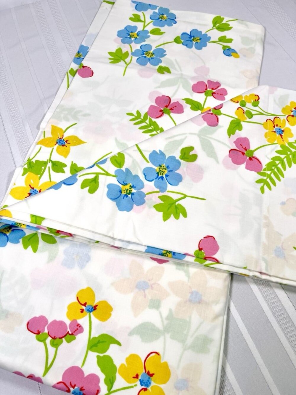VTG Pacific Miracle Floral Twin Flat Sheet Retro Mod Flower Power Mid Century